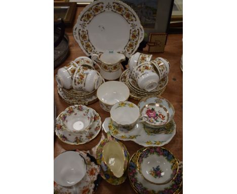 A part tea service by Royal Stafford Clovelly also Paragon trio and Royal Winton Chintz
