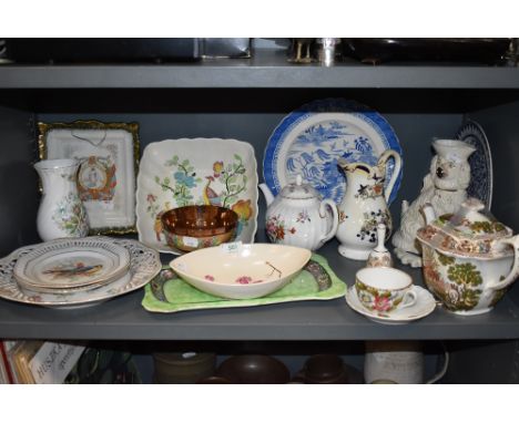 A mixed lot of ceramics including Maling ware, Carlton ware and more.