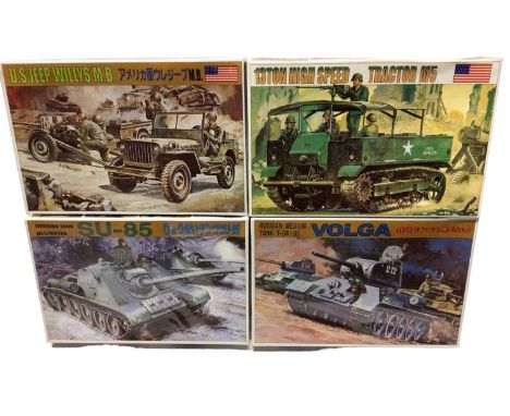 Fujimi 1:76 Scale World Armor Series SU-85 Russian Tank Destroyer &amp; Volga Tank T-34/85, plus International 1:72 Scale 13 