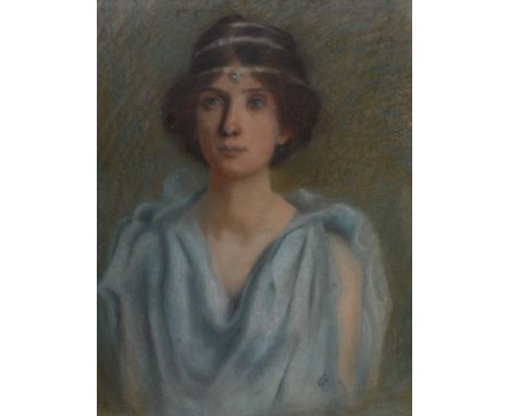 English School (early 20th century)Portrait of a Society Beautymonogrammed, pastel, 67cm x 52cm