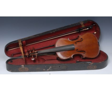 A violin, the two-piece back 33cm excluding button, paper label for Thomas Craig, Aberdeen, outlined throughout with purfling