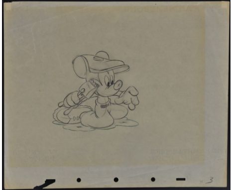 Art Work - Walt Disney Productions , 1941 - an original production drawing, Mickey Mouse with Clippers, from the cartoon, Can