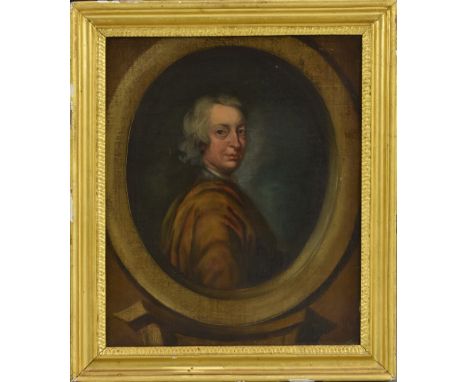 English School (mid-18th century)After Sir Godfrey Kneller, Portrait of John Dryden, bust-length, reverentially draped, withi