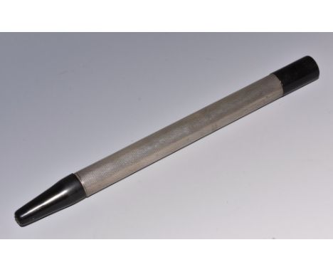 An early 20th century silver propelling pencil, of unusually large proportions, engine turned, 19cm long, import marks for Lo