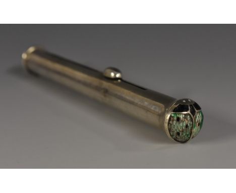 An Austrian silver and enamel sealing wax holder, the domed pommel decorated as a ladybird, 12.5cm long, Dianakopf mark, c.19