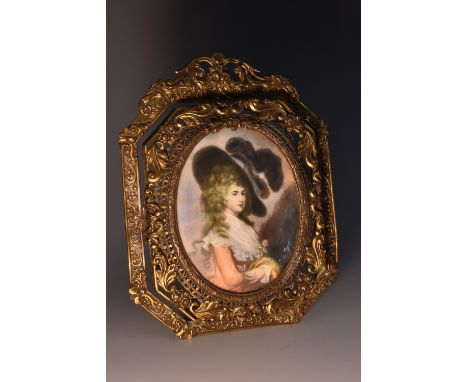 French School (early 20th century), a portrait miniature, after Thomas Gainsborough, of Georgiana Cavendish, Duchess of Devon