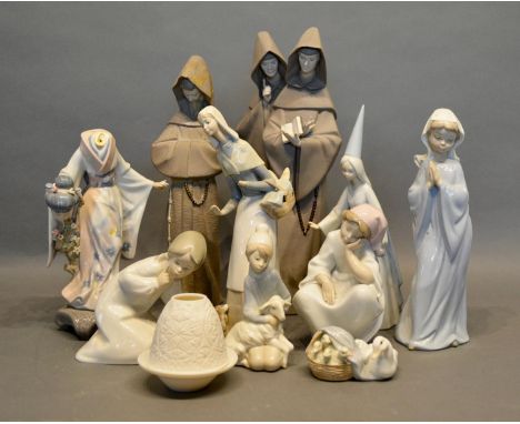 Various Lladro Porcelain Figures, together with a similar Nao figure 