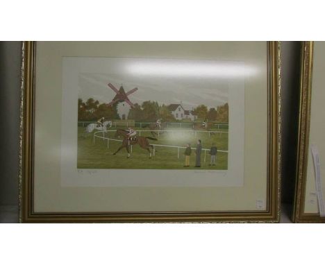 Vincent Haddelsey (1934-2010) French artist's proof limited edition lithographic print 34/40 of a horse racing scene at Longc
