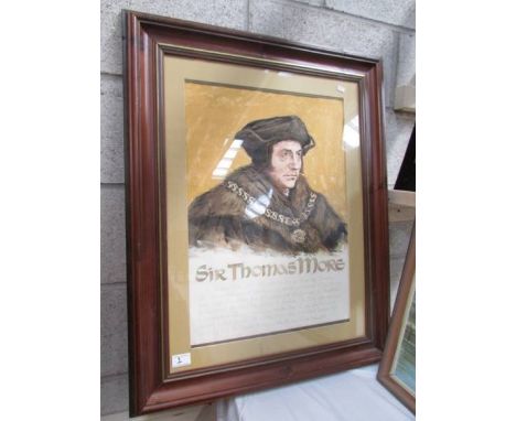 A framed and glazed portrait print of Sir Thomas Moore (1478-1535), image 57 x 40 cm, frame 84 x 67 cm.