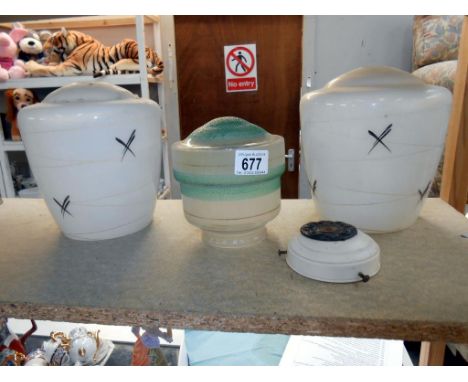 3 retro/vintage glass lamp shades