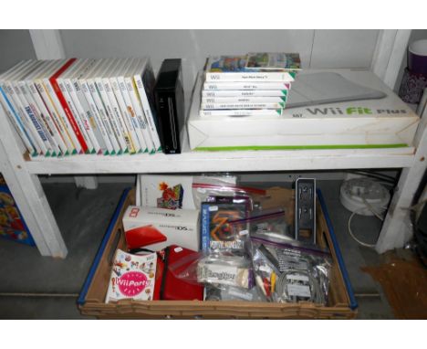 A Wii fit plus, Wii games, Nintendo DS Lite, 3 hand controls, 2 nun chucks, console sensor bar etc.