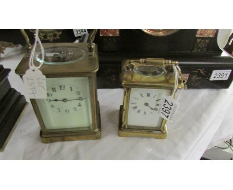 A brass carriage clock in working order and a larger example a/f.