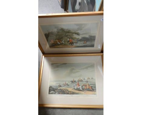 A good pair of gilt framed and glazed hunting prints, 64.5 x 51.5 cm.