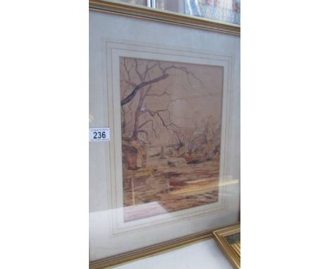 A framed and glazed rural watercolour signed G Wilkinson.