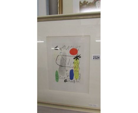 Joan Miro (1893-1983) Lithographic print art sculptures graphique Galerie Maeght France, published in 1958. Frame size approx