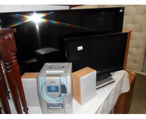 A 42" Phillips tv, Kodak dvd player, Daewoo music centre and a 21" Toshiba Tv, no remotes