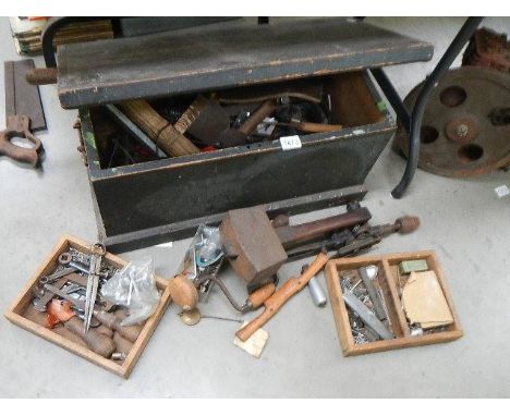 A tool box and tools.