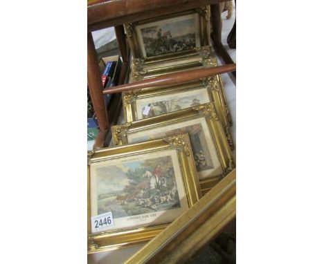 A set of 6 gilt framed and glazed hunting prints.
