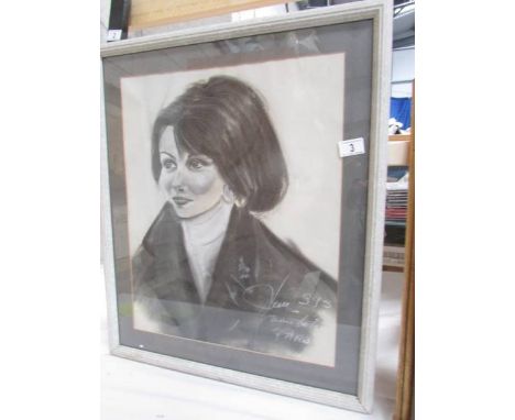 A 20th century charcoal and chalk portrait of a young French woman, indistinctly signed Paris (some damp marks), image 53 x 4