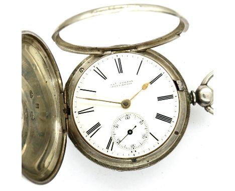 James Corson Liverpool: hallmarked silver cased full hunter key wind fusee pocket watch, numbered 1755, the inside cover insc