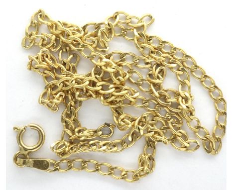 9ct gold fine neck chain, L: 44 cm, 1.5g. P&amp;P Group 1 (£14+VAT for the first lot and £1+VAT for subsequent lots) 