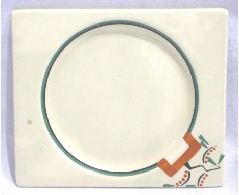 The Biarritz Clarice Cliff Bizarre rectangular plate, 19 x 16 cm. No cracks, chips or visible restoration. P&amp;P Group 2 (£