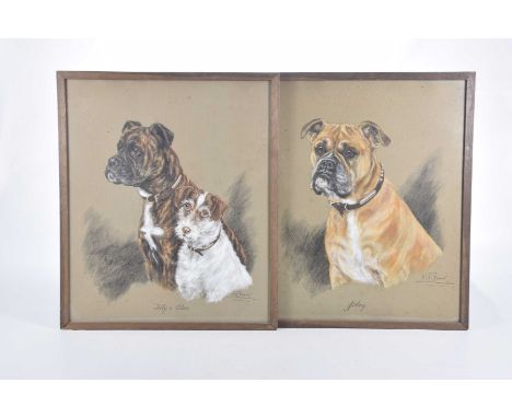 K. C. Brown (act. 1937-1969) - Two Dog StudiesTitled Jobey and Jilly and Stan, pencil, ink and watercolour, signed K.C. Brown