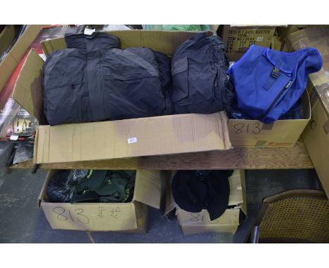 A large quantity of outdoor clothing and fishing accessoriesTo include Ron Thompson system 7 match outdoor coats with braces,