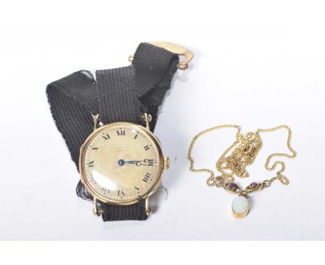 An early 20th century manual wind wristwatchThe dial signed J.C. Vickery, in 18k gold bearing French gold control marks, to e