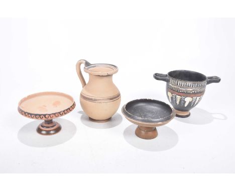 A collection of Greek Apulian ware type potteryTo include Apulian skyphos painted with linear palmette design, together with 