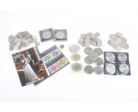 A collection of British coinage to include pre 1947 silver examplesTotal silver weight approximately 6ozs, also Queen Elizabe