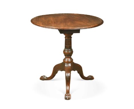 A George III and later carved mahogany tripod table, with dish top on claw and ball feet70 x 70cm