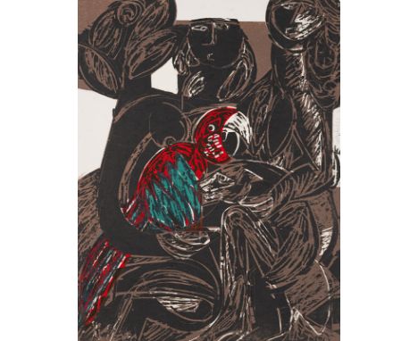 Grieshaber, HAPRot an der Rot, 1909 - Reutlingen, 1981Blattgröße: 67 x 53 cm, o. R."Ara", 1966. Farbholzschnitt auf Japanpapi