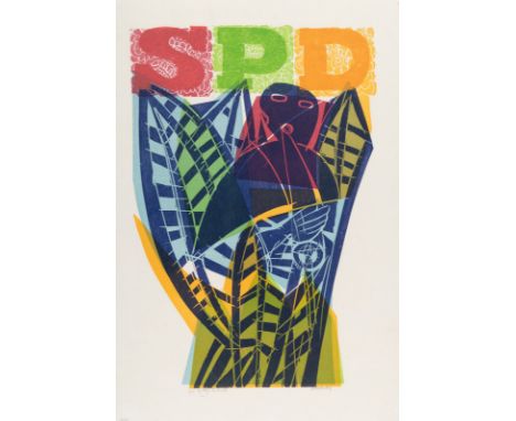 Grieshaber, HAPRot an der Rot, 1909 - Reutlingen, 1981Blattgröße: 93,5 x 63 cm; 79,5 x 54 cm, o. R."SPD", 1972. Farbholzschni