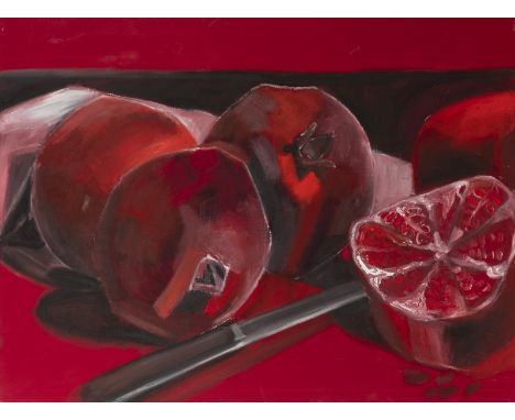 Schrade, DorotheaReutlingen, geboren 1943120 x 160 cm, R.Stillleben mit Früchten, um 1998. Öl auf Leinwand.Galerie Schrade, S