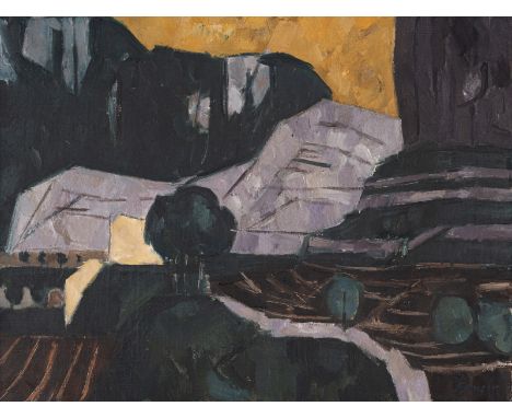 Fauser, ArthurKollnau/Baden, 1911 - Frankfurt/M., 199046 x 60 cm, R."Im Tal der Durance". Öl auf Leinwand. In Öl rückseitig a