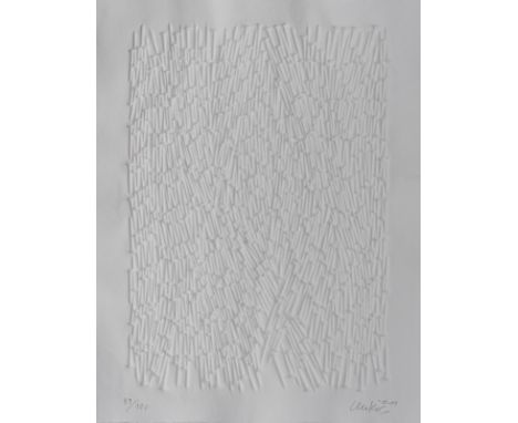 Uecker, GüntherWendorf/Mecklenburg, 1930Blattgröße: 75 x 58 cm; 64 x 45 cm, R.Strahlung, 2011. Prägedruck auf Bütten. In Blei
