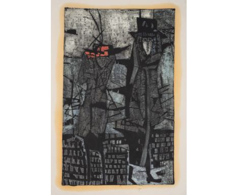 Janssen, HorstHamburg, 1929 - 1995Blattgröße: 95 x 64 cm; 80 x 50 cm, o. R."Witwen", 1957. Farbholzschnitt auf Japanpapier.Vg