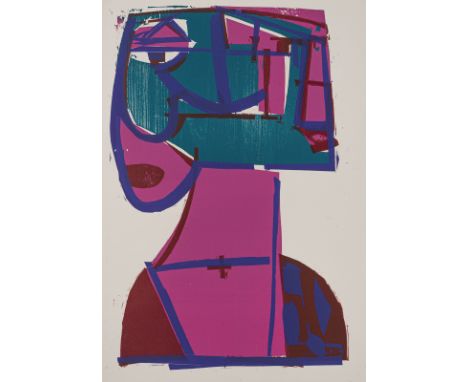 Grieshaber, HAPRot an der Rot, 1909 - Reutlingen, 1981Kassettenformat:"Janusköpfe", 1956. Folge von sechs Farbholzschnitten a
