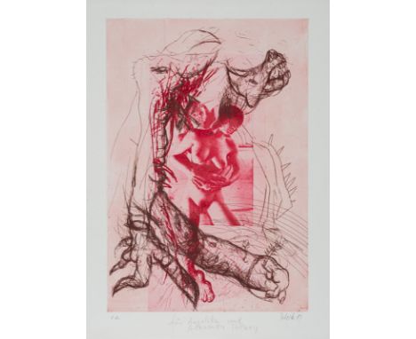 Petrick, WolfgangBerlin, geboren 193949,5 x 33,5 cm, R.Ohne Titel, 1989. Farbradierung auf Bütten. In Bleistift unten rechts 