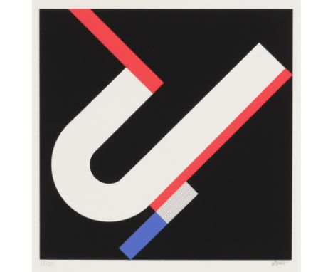 Dexel, WalterMünchen, 1890 - 1973Blattgröße: 52 x 50 cm; 29,5 x 29,5 cm, o. R.Das schräge U, 1928/1971. Farbserigraphie auf B