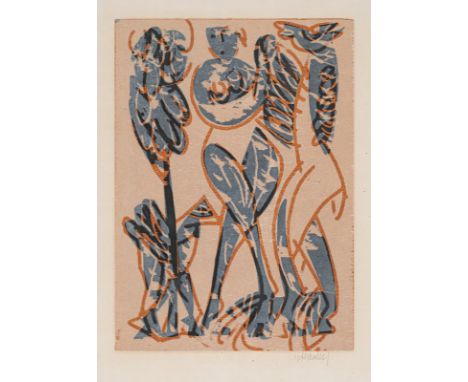 Grieshaber, HAPRot an der Rot, 1909 - Reutlingen, 198141 x 29 cm, R."Aphrodite", 1967. Farbholzschnitt auf Japanpapier aus de
