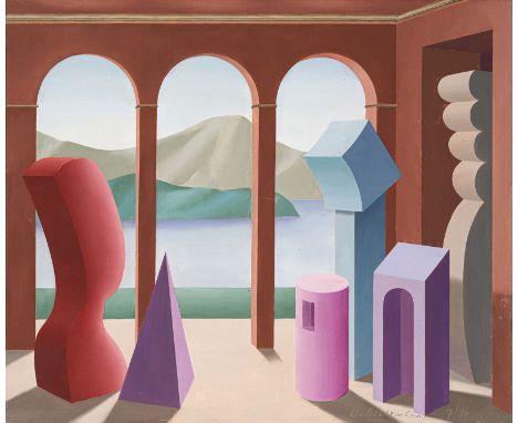 Beuermann, WilhelmBerlin, 193750 x 60 cm, R.Ligurische Loggia, 1980. Öl auf Leinwand. In Öl unten rechts signiert und datiert