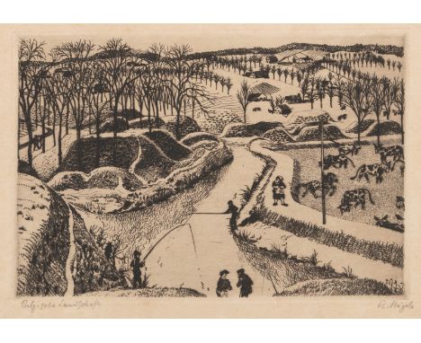 Nägele, ReinholdMurrhardt, 1884 - Stuttgart, 1972Blattgröße: 19 x 26,5 cm, o. R."Weide", 1920. Radierung auf Bütten. In Bleis