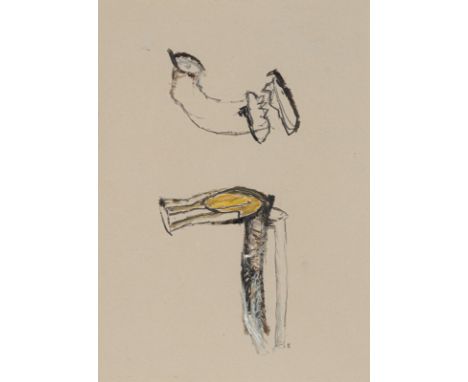 Siber, WilliEberhardzell, geboren 194929,5 x 21 cm, R."Gang der Dinge" 1988. Kreide und Asphaltlack auf Papier. In Bleistift 