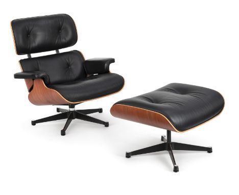 Charles und Ray Eames85 x 84 x 81 cm/ 45 x 66 x 55 cmLounge Chair mit Ottomanen. Classic Version. Santos Palisander. Mit Vitr
