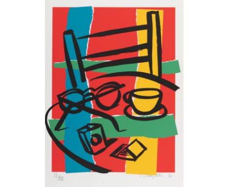 Slaughter, TomNew York City, 1955 - 2014Blattgröße: 77 x 56 cm, o. R.Ohne Titel, 1996. Farbserigraphie auf Bütten. In Bleisti