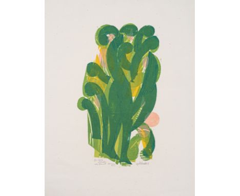 Grieshaber, HAPRot an der Rot, 1909 - Reutlingen, 1981Blattgröße: 67 x 52 cm; 48 x 27,5 cm, o. R."Figurenstrauß", 1971. Farbh