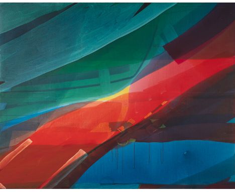 Haas, WillibrordSchramberg, geboren 1936201 x 250 cm, R.Komposition, 1989. Acryl auf Leinwand. In Acryl unten links signiert 