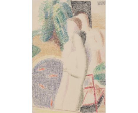 Wörn, WalterStuttgart, 1901 - 196350 x 32 cm, R.Im Garten. Farbkreide auf Papier.Privatbesitz, Baden-Württemberg.